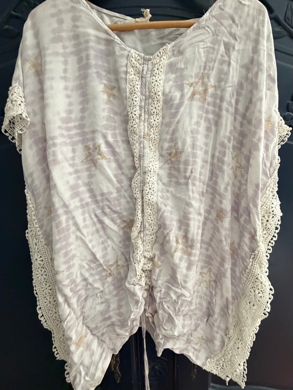 Surf Gypsy Light Gray Kimono Top with Gold Star Detail
